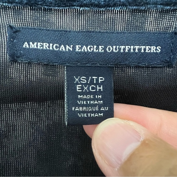 American Eagle Faux Wrap Mini Dress XS Blue Velvet Whimsigoth Witchy Grunge Vamp - Picture 6 of 9